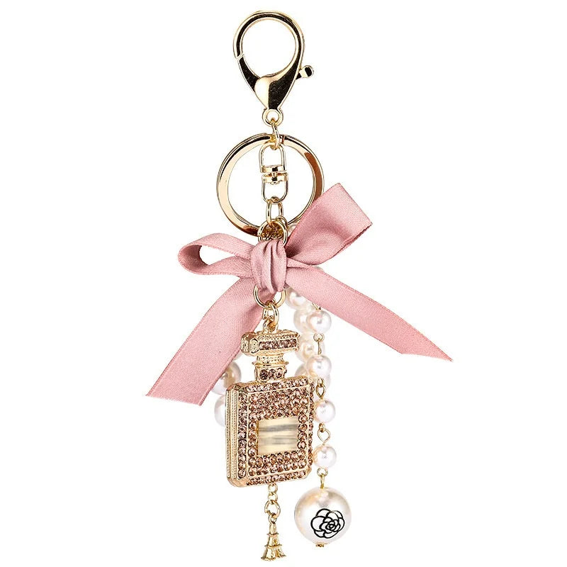 Pearl Perfume Bottle Key Chain