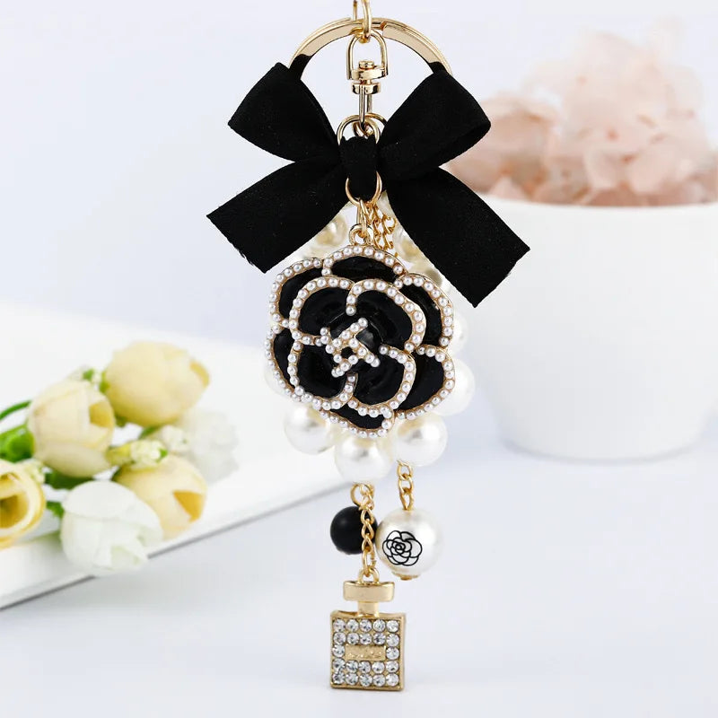 Pearl Perfume Bottle Key Chain