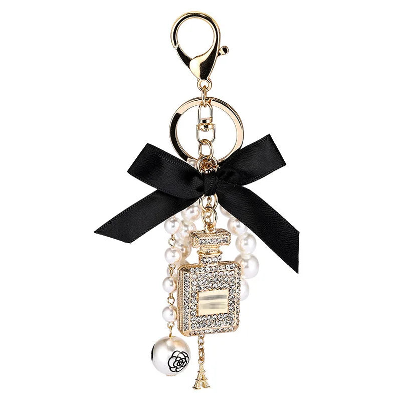 Pearl Perfume Bottle Key Chain