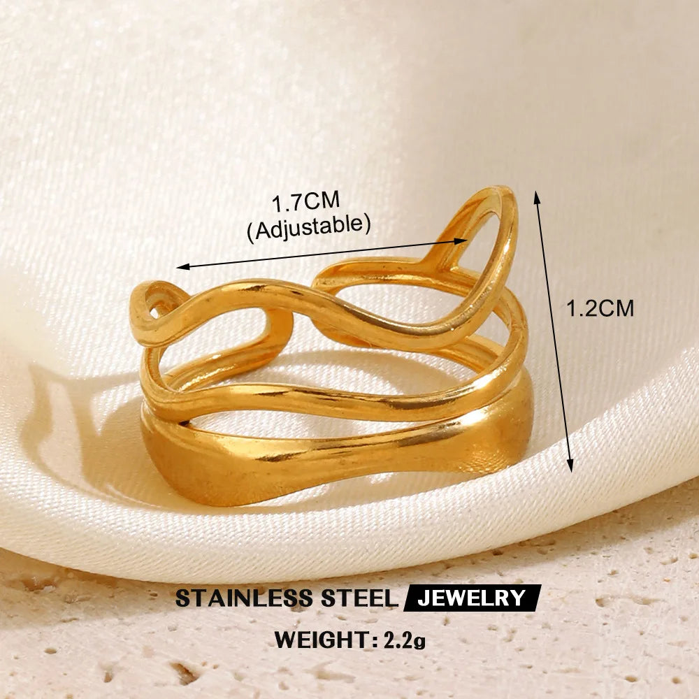 Adjustable Waterproof Gold/Silver Stainless Steel Rings