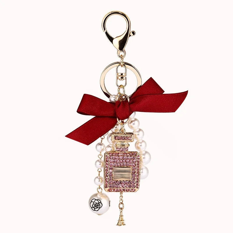 Pearl Perfume Bottle Key Chain