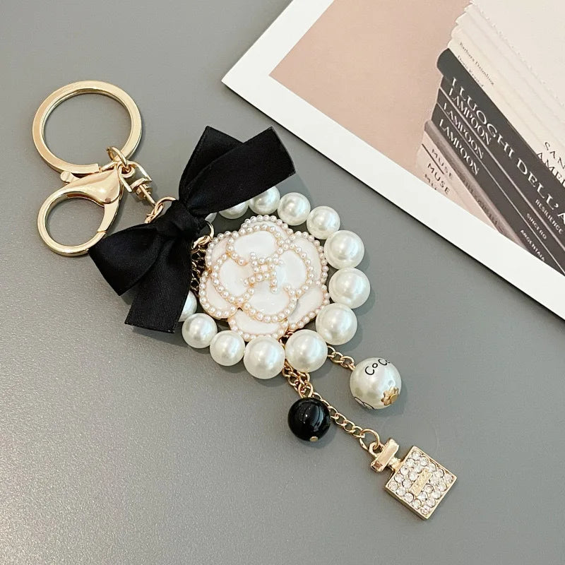 Pearl Perfume Bottle Key Chain