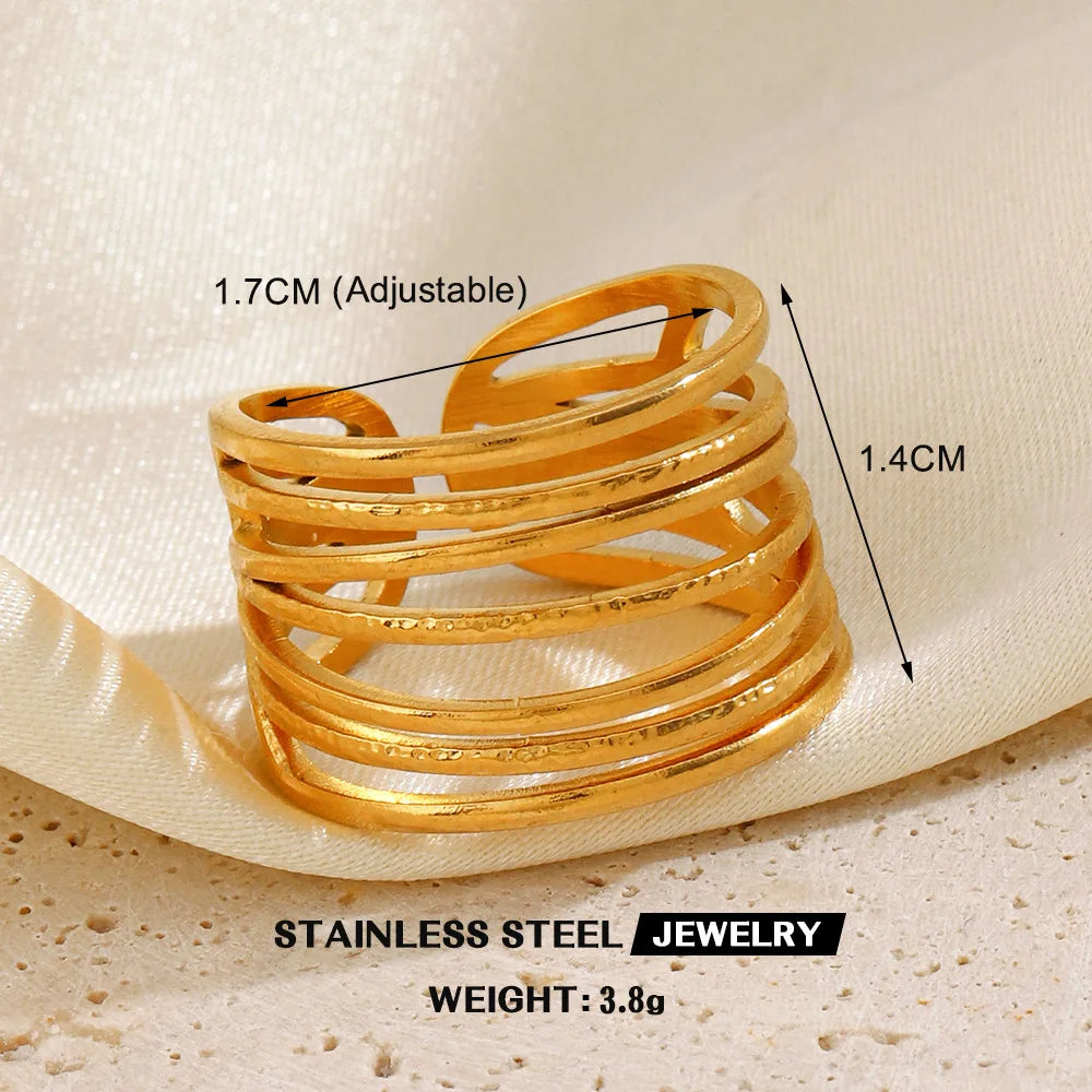 Adjustable Waterproof Gold/Silver Stainless Steel Rings