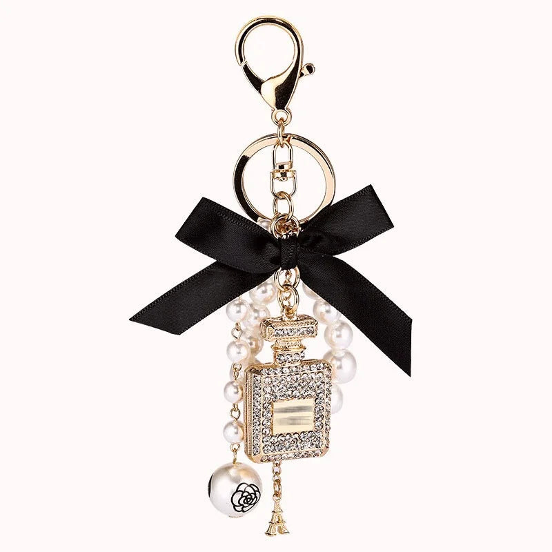 Pearl Perfume Bottle Key Chain