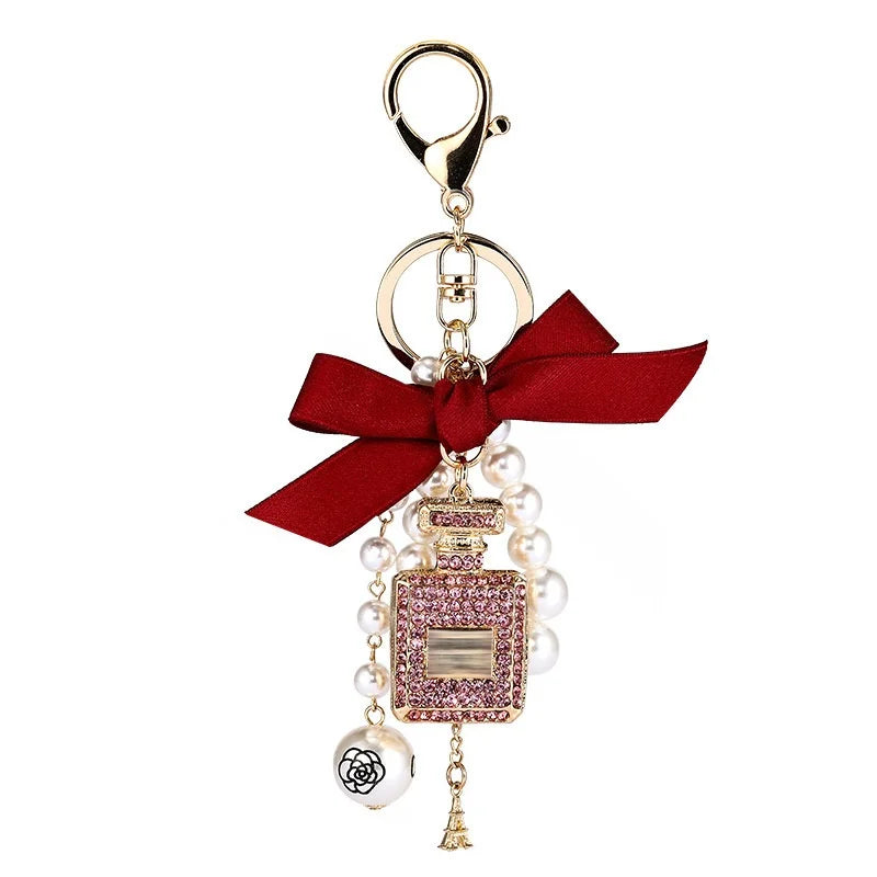 Pearl Perfume Bottle Key Chain