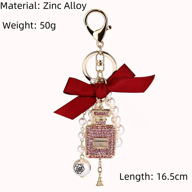 Pearl Perfume Bottle Key Chain